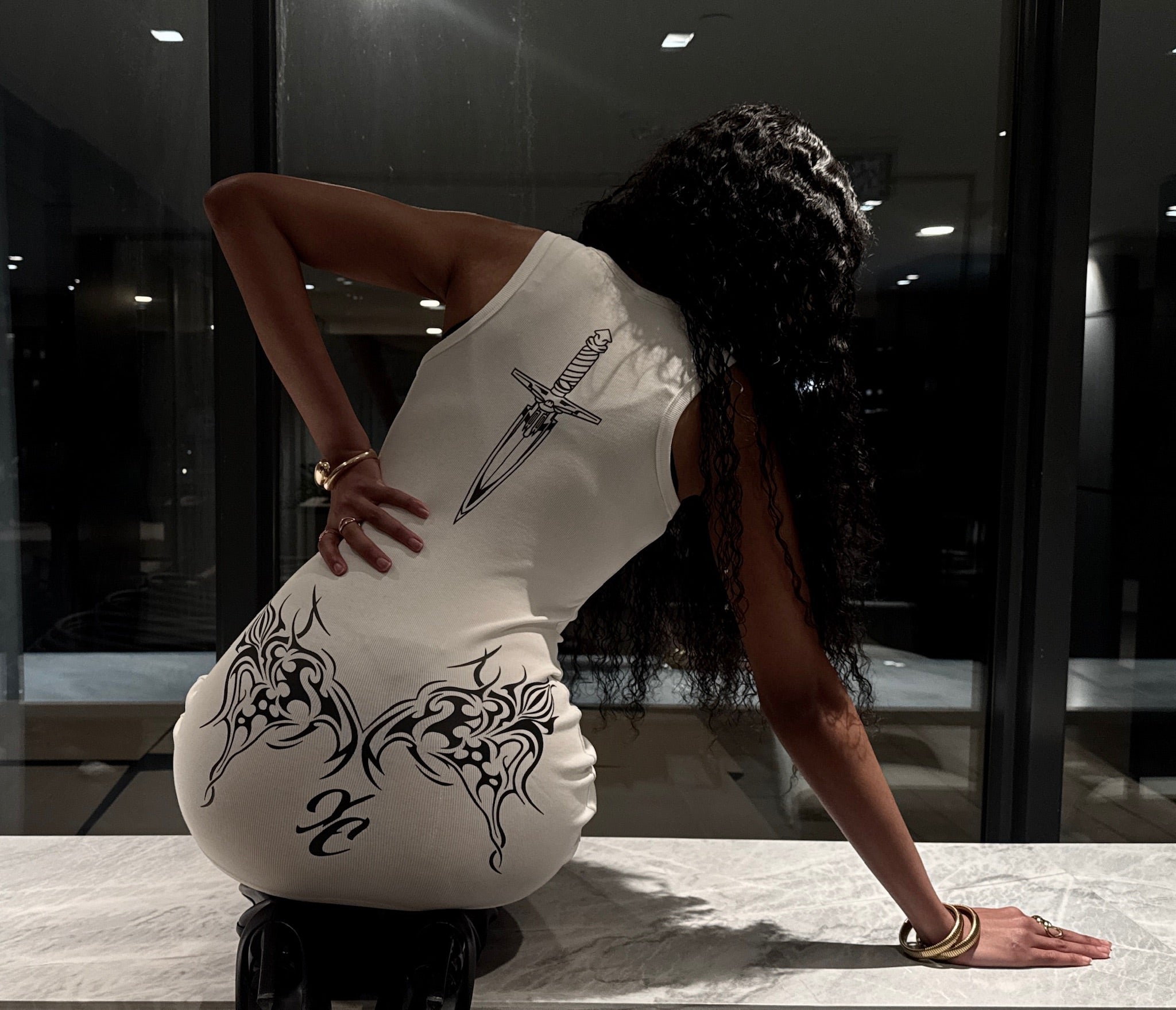 WHITE XELA CARTEL TANK DRESS